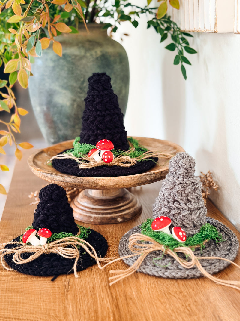 Wheat Stitch Witch Hat Trio Crochet Pattern | 3 Sizes | Home Decor