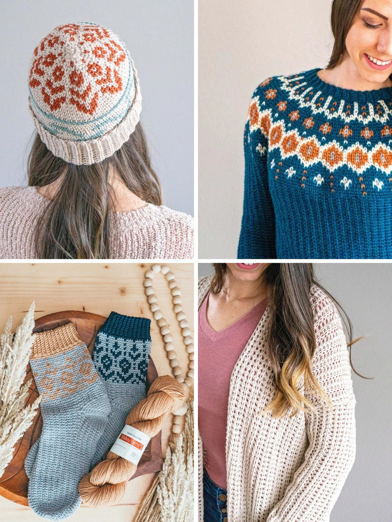 Fireside Crochet Collection E-book | Colorwork Beanie, Socks, Pullover, Easy Cardi | PDF