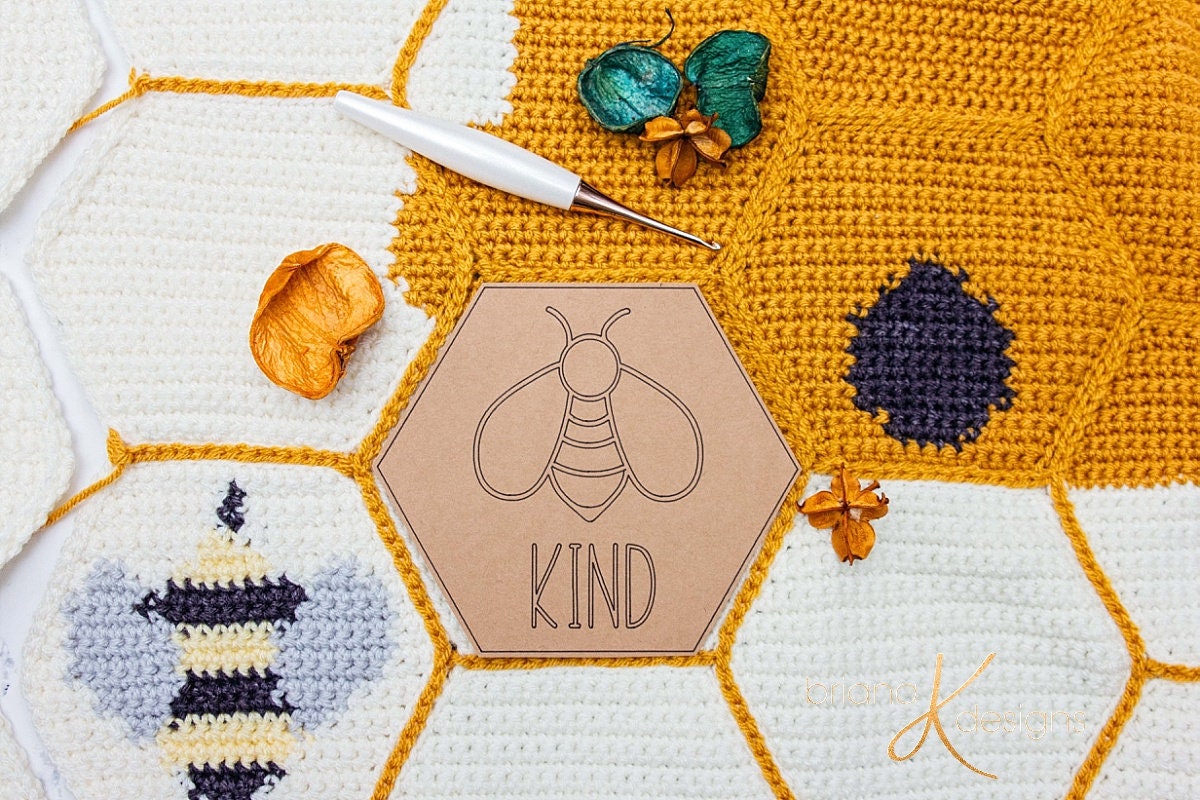 CROCHET PATTERN Buzzing Beehive Crochet Blanket Instant Download PDF Pattern, Home Decor, Hexagon Quilt Style Crochet