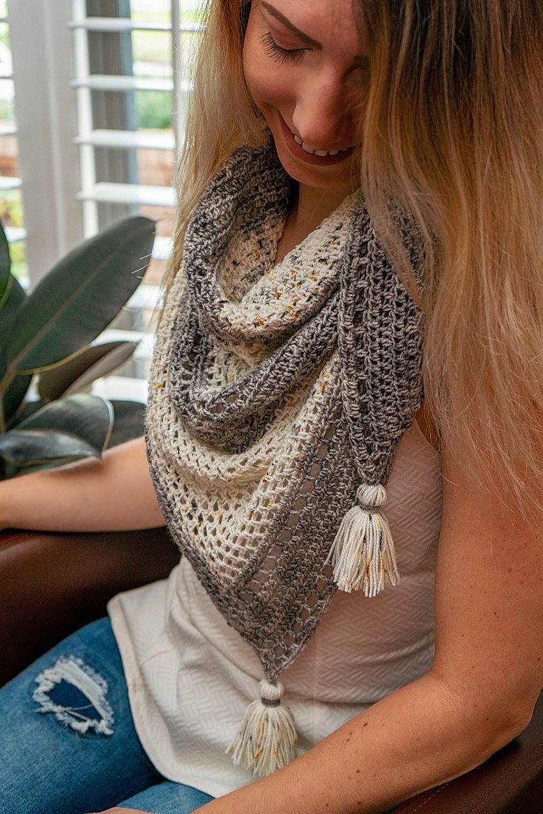 CROCHET PATTERN + VIDEO Hawthorne Tonal Crochet Shawl Instant Download Pattern, Diy Crochet Pattern, Women's Fashion and Gifts
