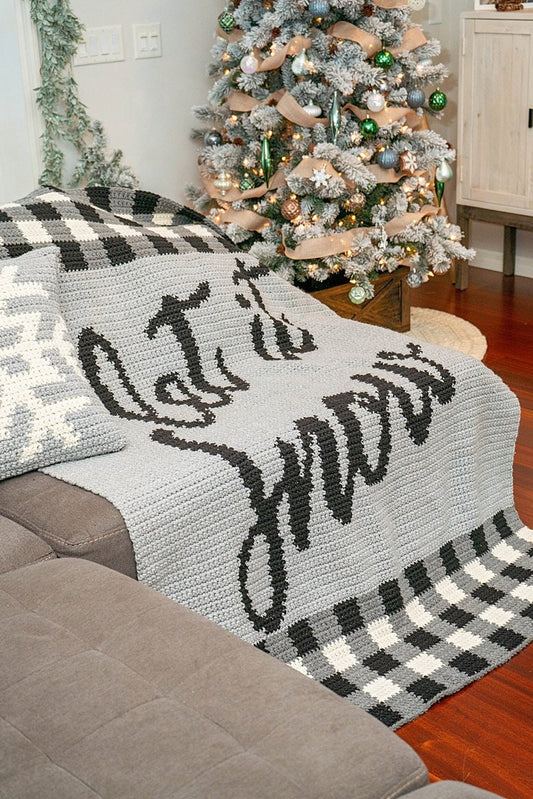CROCHET PATTERN + VIDEO Let It Snow Blanket & Pillow, Home Decor, Holiday Crochet Decor Pattern, Snowflake Pillow