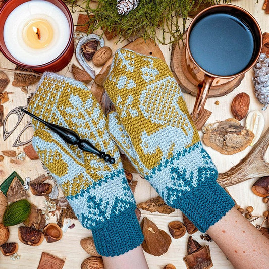 CROCHET PATTERN + VIDEO Squirrel Fair Isle Crochet Mitten Pattern, One Size Crochet Pattern, Winter Glove Mitten Accessories