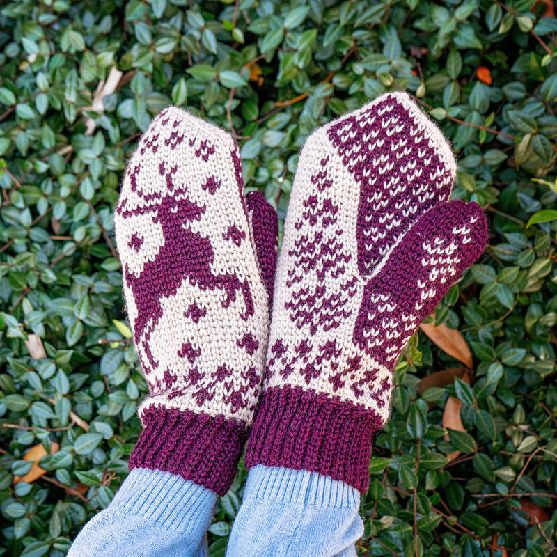 CROCHET PATTERN Deer Fair Isle Crochet Mitten Pattern, One Size Crochet Pattern, Winter Glove Mitten Accessories