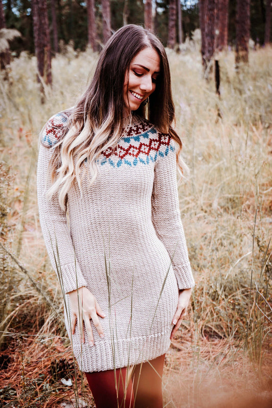 CROCHET PATTERN + VIDEO Arizona Fair Isle Crochet Sweater Dress, xs-5x sizes, Pullover Crochet Colorwork Pattern, Video Tutorial Incl.
