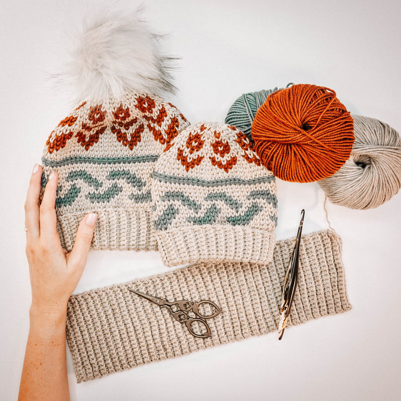 CROCHET PATTERN + VIDEO Fireside Crochet Pattern Collections eBook Includes Colorwork Beanie, Socks, Pullover Sweater, & Easy Cardi