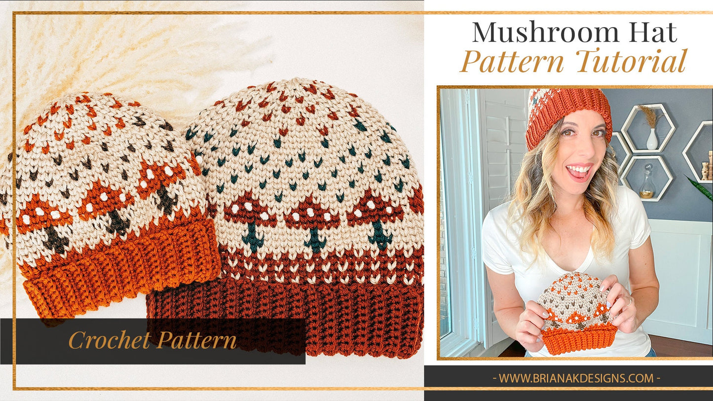 CROCHET PATTERN + VIDEO How To Crochet An Amanita Mushroom Hat Crochet Pattern, Crochet Beanie Sizes Baby to Adult