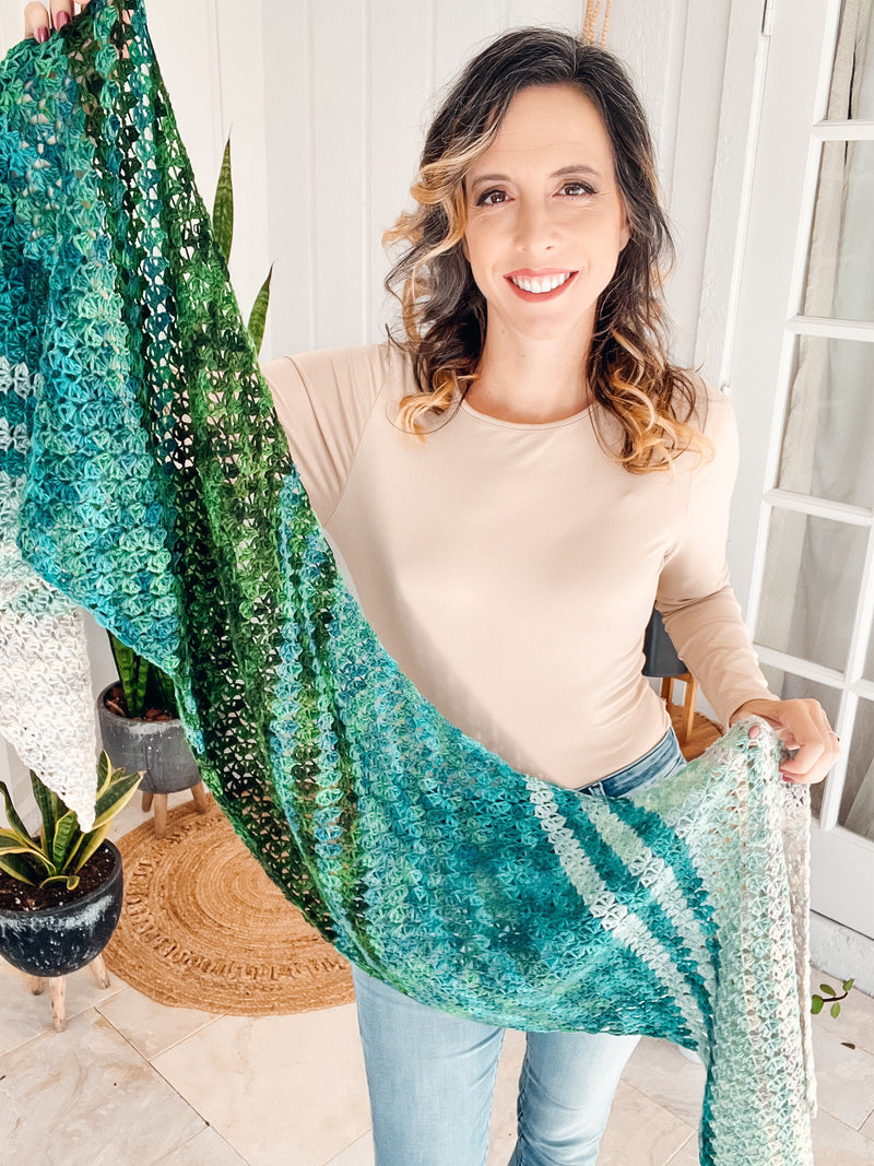 CROCHET PATTERN + VIDEO On The Bias Suzette Shawl - Crochet Pattern Instant Download, One Size Easy Crochet Shawl Pattern Video Tutorial!