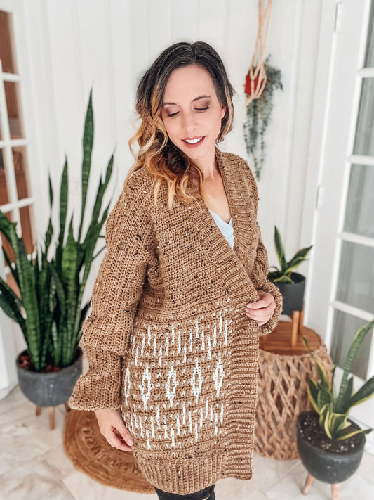 CROCHET PATTERN + VIDEO Learn to Crochet an Incredible Cardigan Using the Mosaic Crochet Technique, Women's Crochet Cardigan Cozy