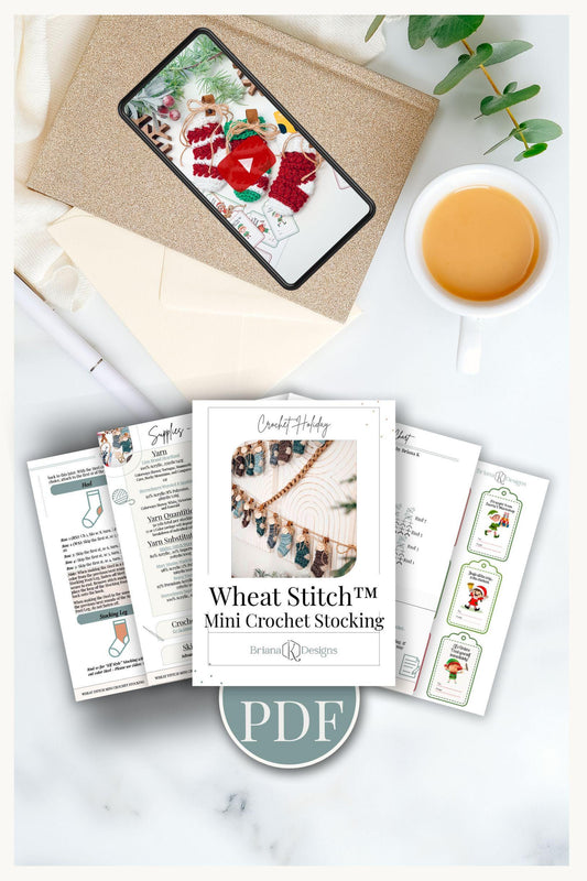 CROCHET PATTERN + VIDEO Wheat Stitch™ Mini Stocking Crochet Pattern, Quick Diy Gift Card Holder, Holiday Mini Stocking Advent Calendar Easy
