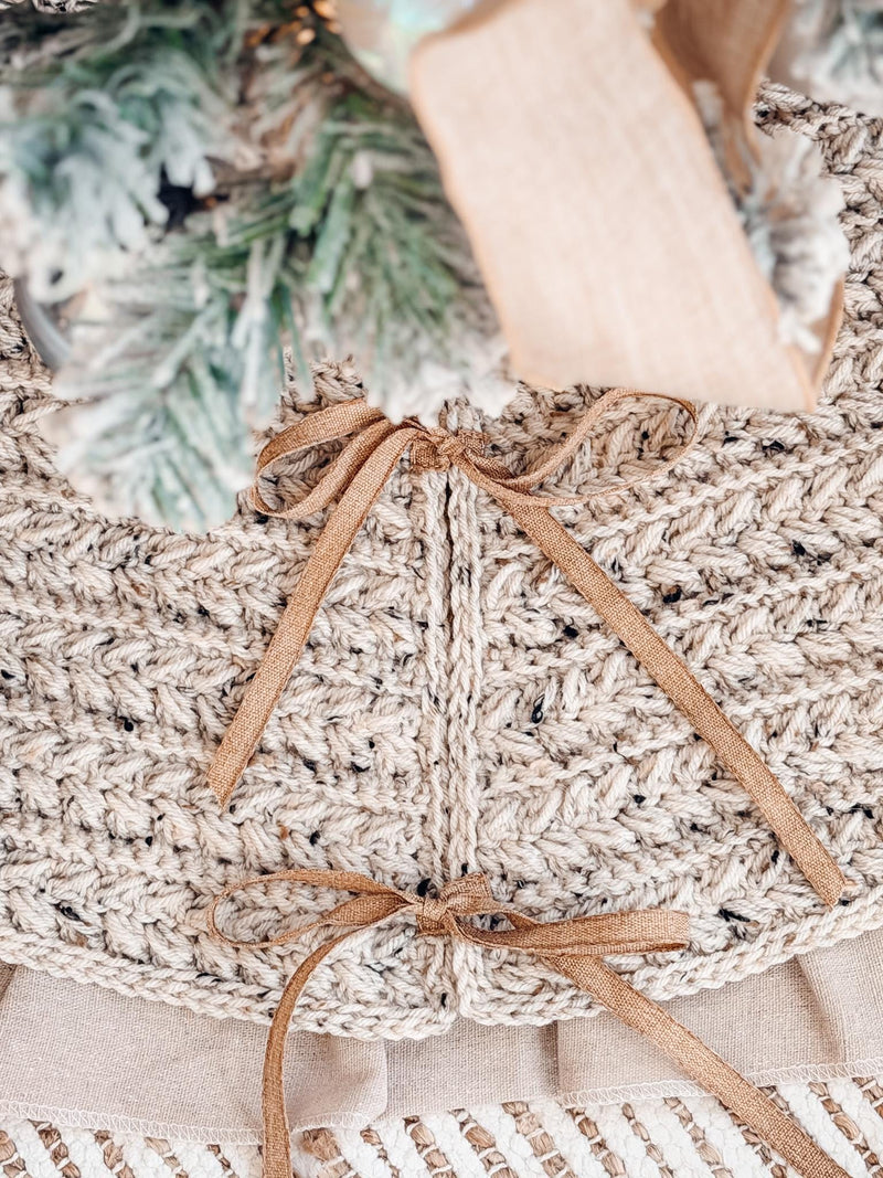 CROCHET PATTERN + VIDEO Wheat Stitch™ Crochet Tree Skirt Cozy Handmade Christmas Decor, Heirloom Quality, Farmhouse Chic Holiday Accent
