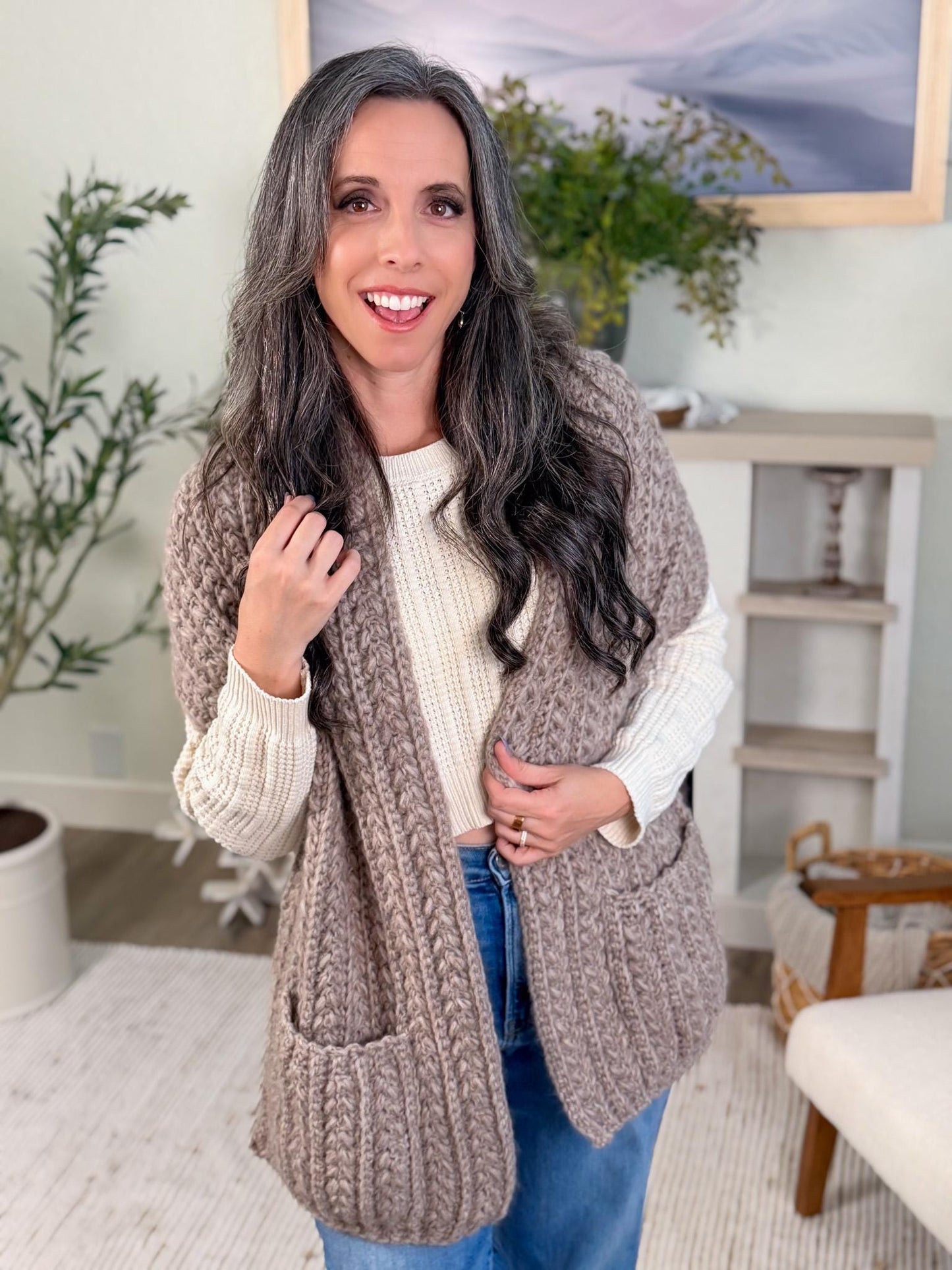 CROCHET PATTERN + VIDEO Wheat Stitch™ Pocket Shawl Crochet Pattern • Beginner-Friendly Wrap with Pockets • Textured Shawl Pdf