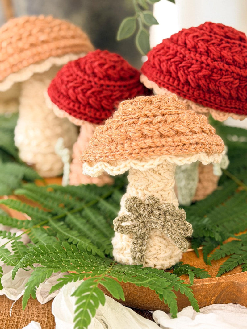 CROCHET PATTERN + VIDEO Wheat Stitch Mushrooms | Puff Stitch Amigurumi | Two Sizes | Woodland Home Decor | Instant Pdf Download
