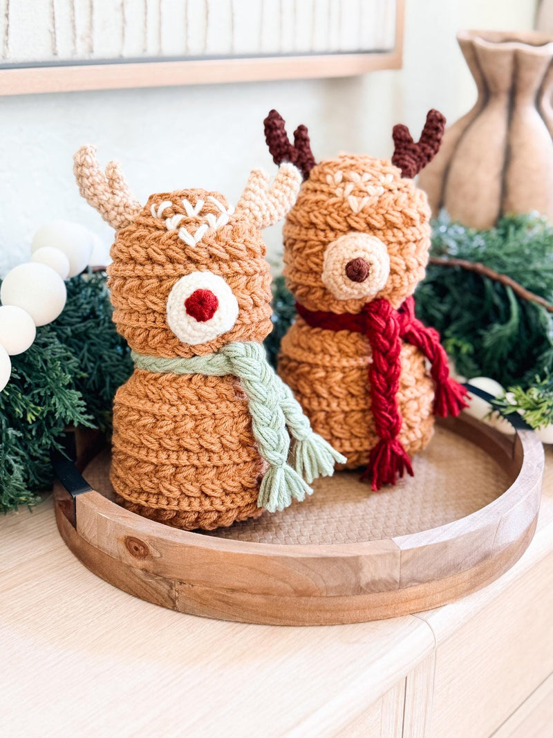 CROCHET PATTERN + VIDEO Wheat Stitch Reindeer | Textured Amigurumi | Worsted Weight | Christmas Decor | Instant Pdf Download