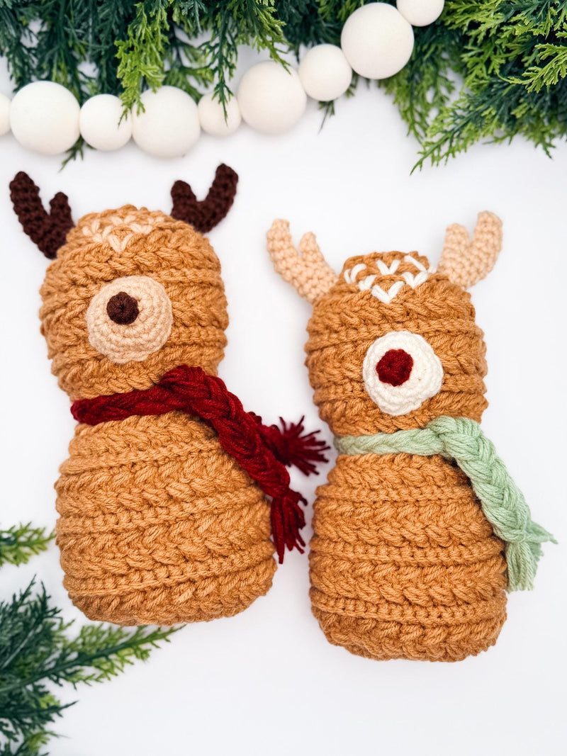 CROCHET PATTERN + VIDEO Wheat Stitch Reindeer | Textured Amigurumi | Worsted Weight | Christmas Decor | Instant Pdf Download