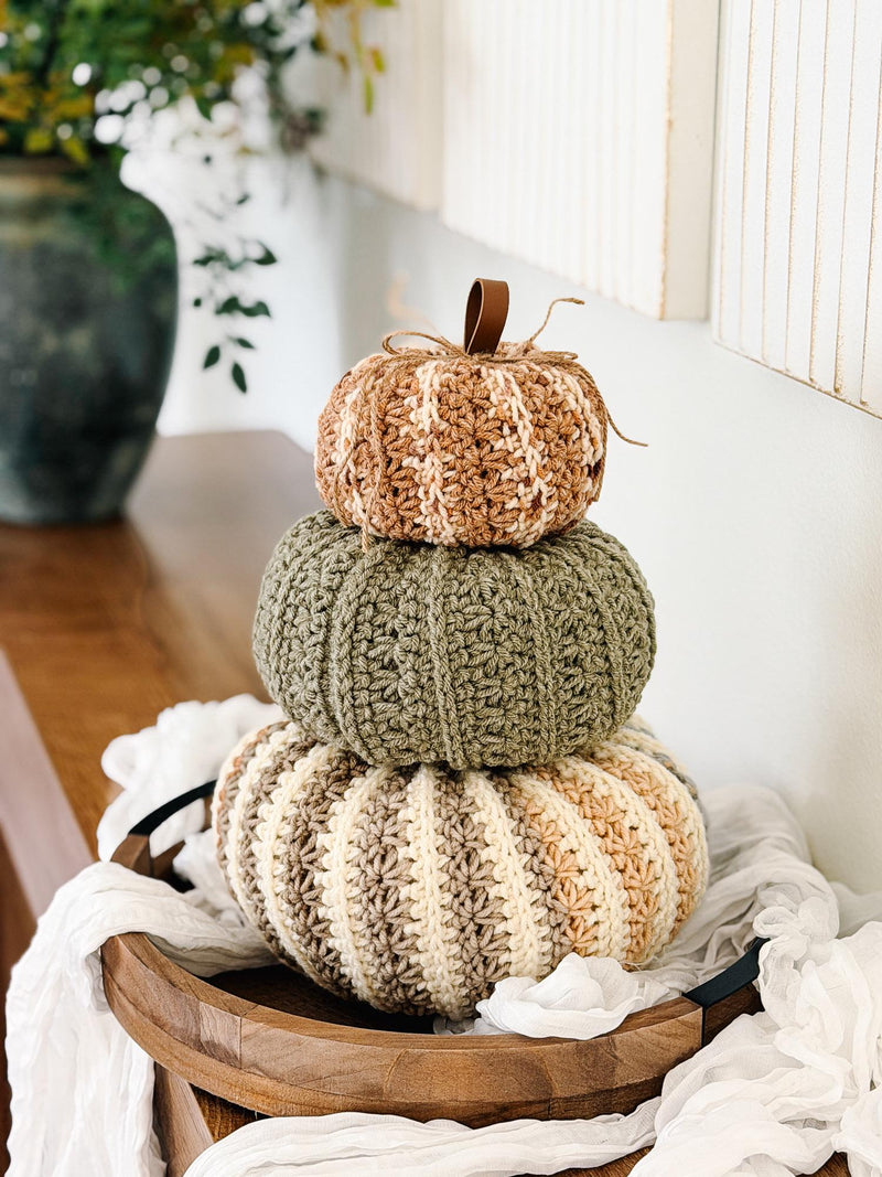 CROCHET PATTERN + APP and Video, Petal Loop Stitch Pumpkin | Stacking Fall Pumpkins | 3 Sizes | Textured Pumpkin Decor | Instant Download