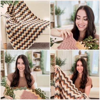 CROCHET PATTERN + VIDEO Ripple Blanket and Washcloth | 15 Blanket Sizes | Chevron Zigzag | Instant Pdf Download