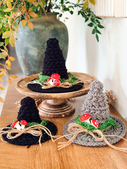 Wheat Stitch Witch Hat Trio Crochet Pattern | 3 Sizes | Home Decor