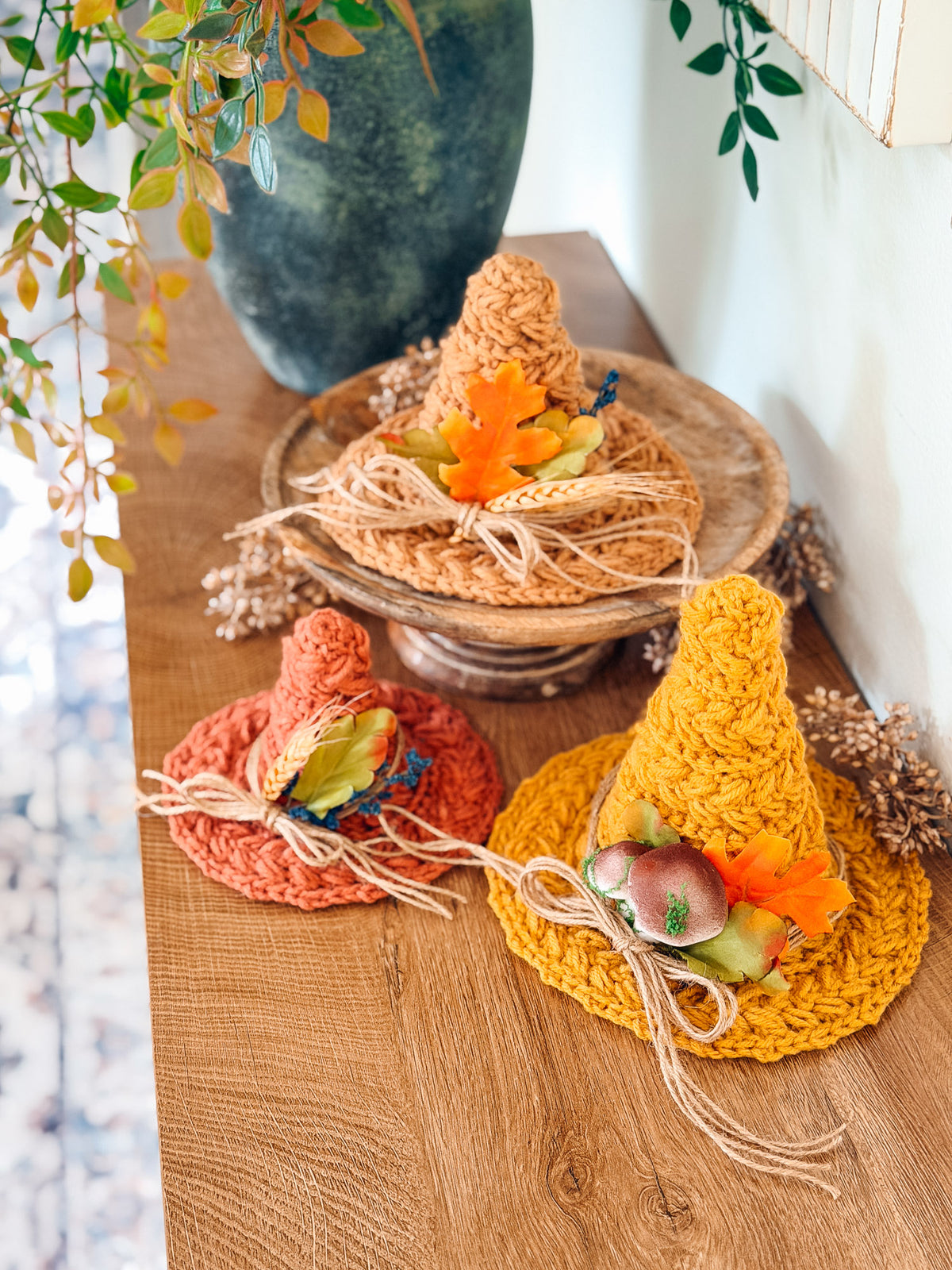 Wheat Stitch Witch Hat Trio Crochet Pattern | 3 Sizes | Home Decor