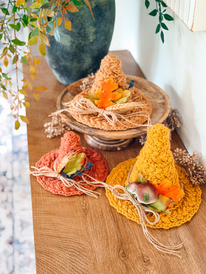 Wheat Stitch Witch Hat Trio Crochet Pattern | 3 Sizes | Home Decor