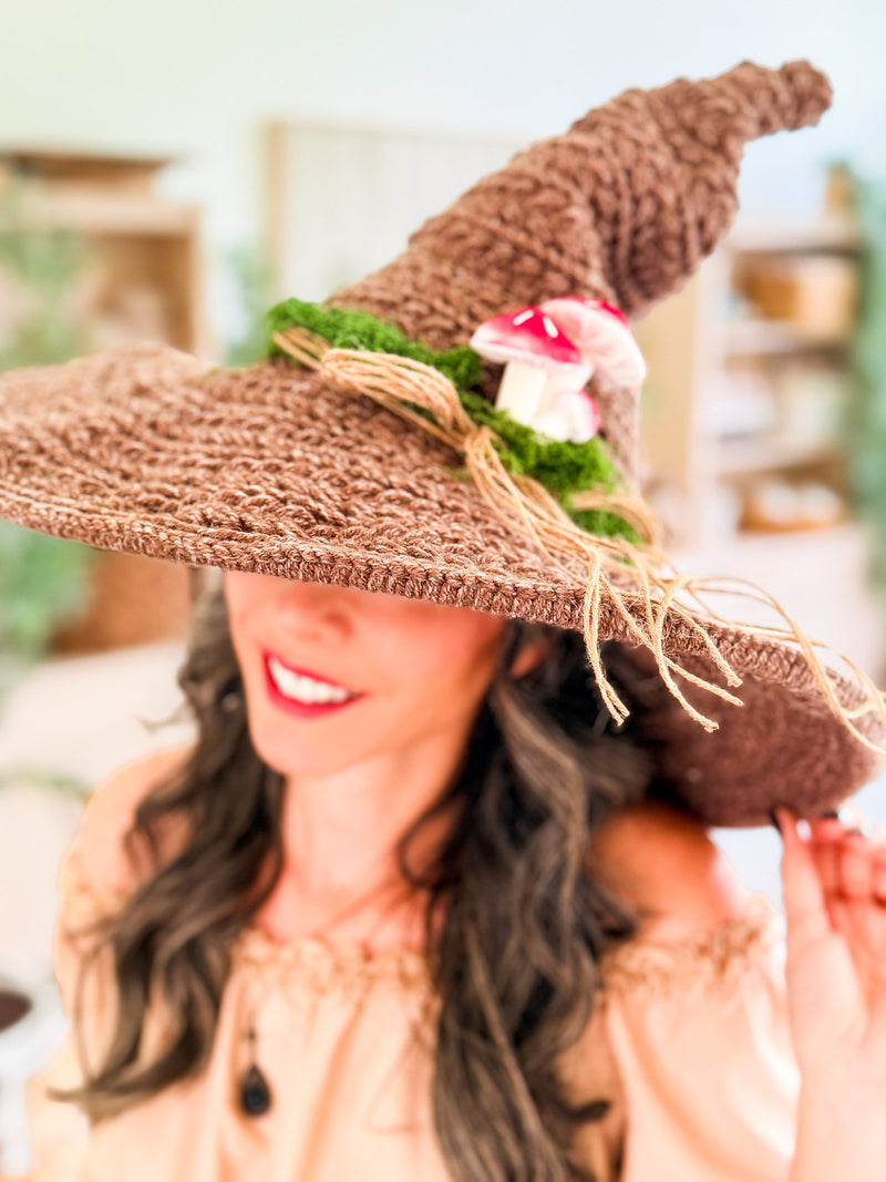 Wheat Stitch Witch Hat Crochet Pattern | 8 Sizes