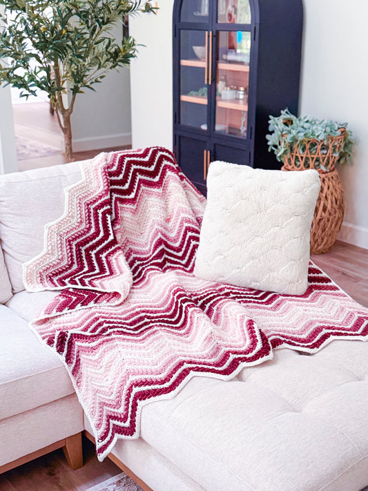 Wheat Stitch™ Ripple Blanket Crochet Pattern with Video Tutorial