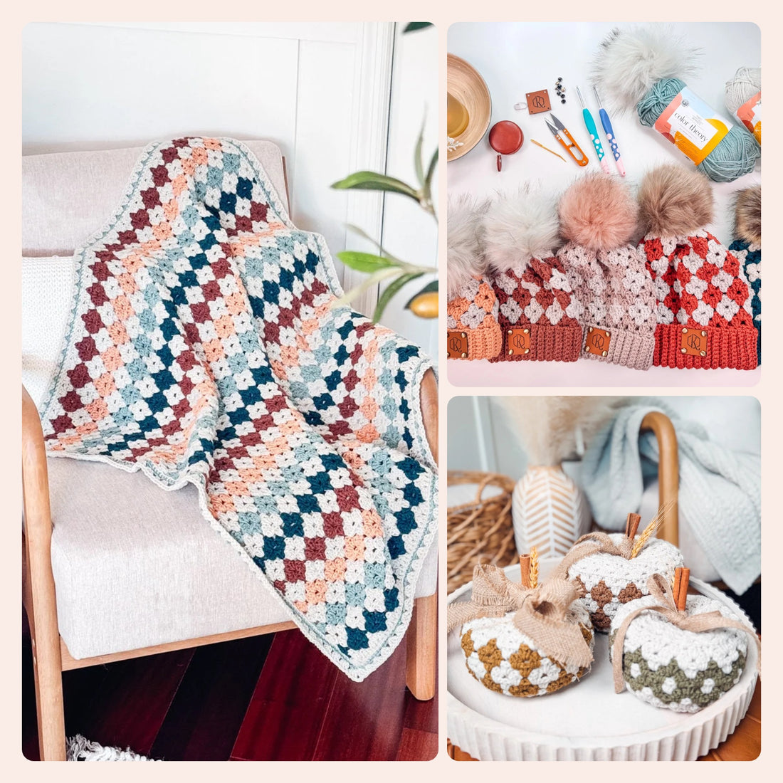 Crochet Pattern Bundle: Harvest Hues Beanie, Blanket and Pumpkin