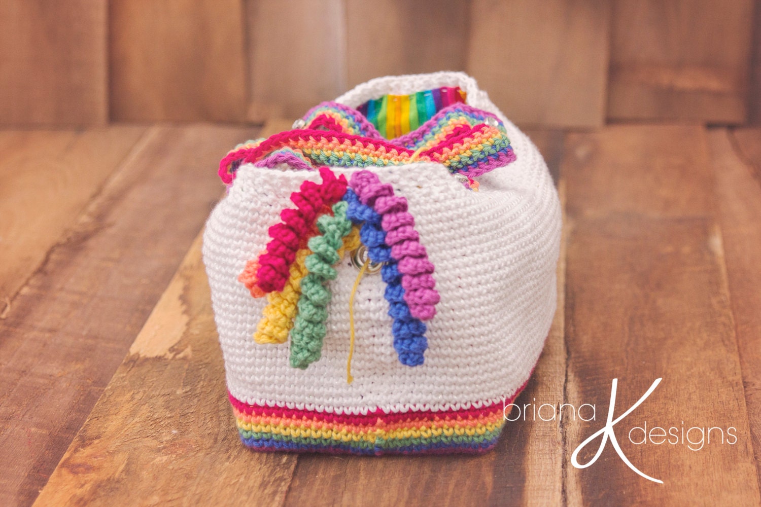 CROCHET PATTERN + VIDEO Crochet Pattern Unicorn Farts Project Bag Tote Yarn Bag Handbag accessory easy to follow crochet pattern