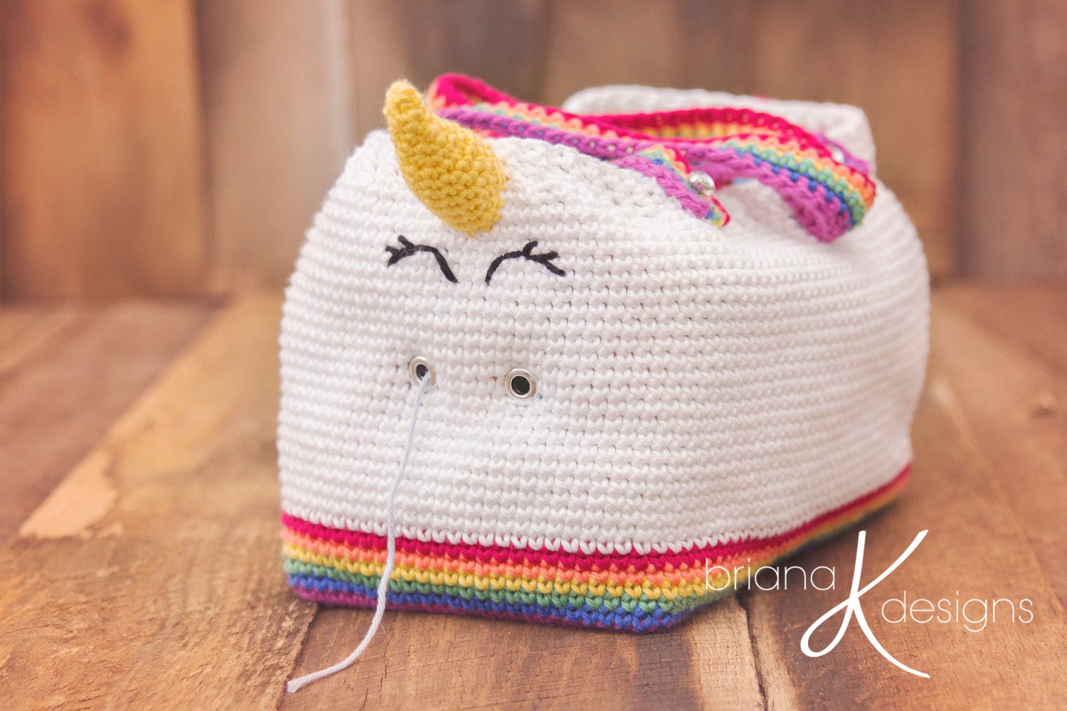 CROCHET PATTERN + VIDEO Crochet Pattern Unicorn Farts Project Bag Tote Yarn Bag Handbag accessory easy to follow crochet pattern