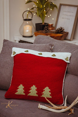 CROCHET PATTERN Farmhouse Truck Pillow Cover Christmas Decor, Instant Download PDF Pattern, Includes Chart, Holiday Decor Crochet Pattern