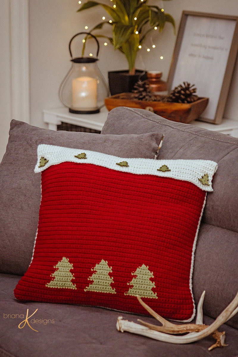 CROCHET PATTERN Farmhouse Truck Pillow Cover Christmas Decor, Instant Download PDF Pattern, Includes Chart, Holiday Decor Crochet Pattern