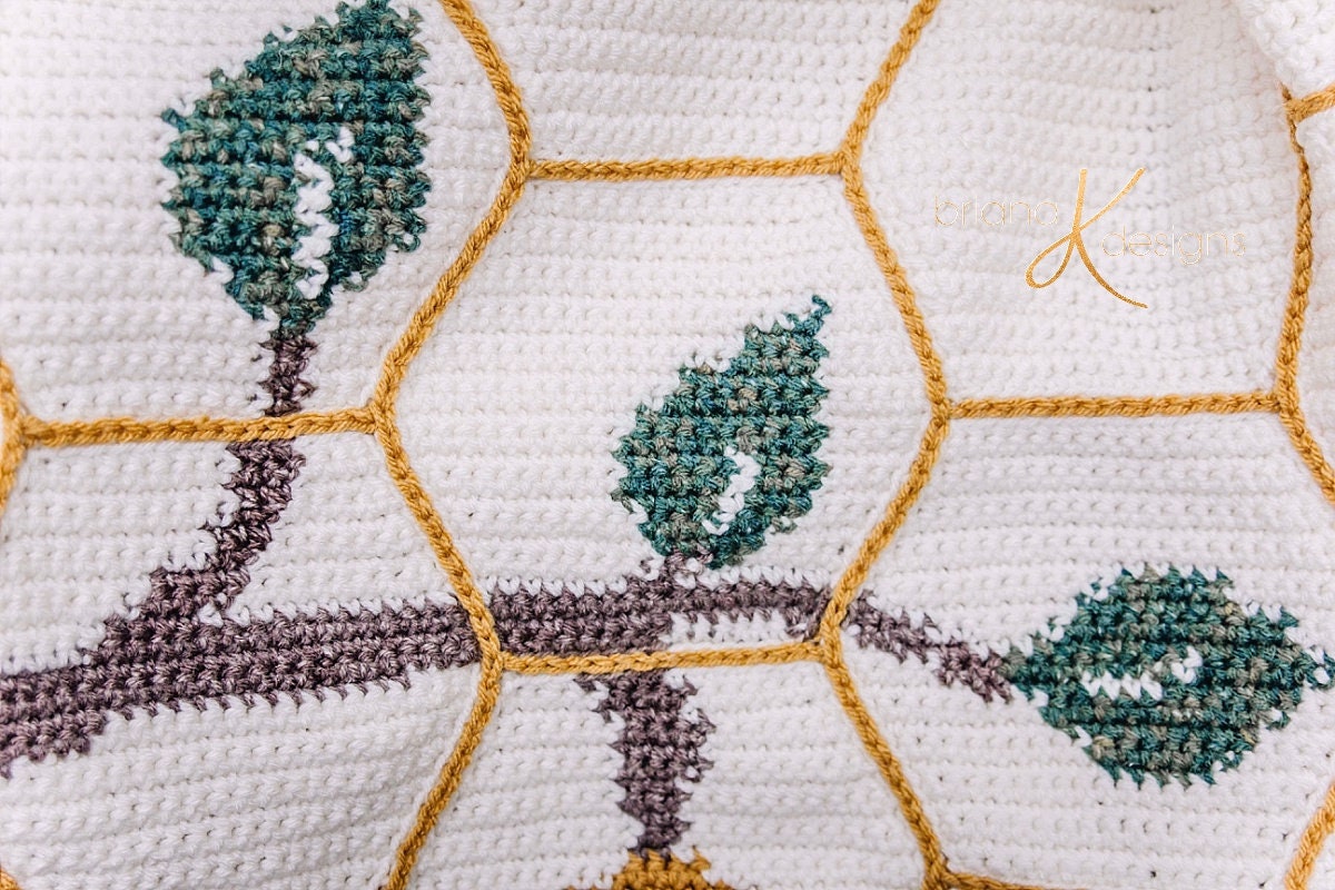 CROCHET PATTERN Buzzing Beehive Crochet Blanket Instant Download PDF Pattern, Home Decor, Hexagon Quilt Style Crochet