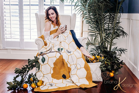 CROCHET PATTERN Buzzing Beehive Crochet Blanket Instant Download PDF Pattern, Home Decor, Hexagon Quilt Style Crochet
