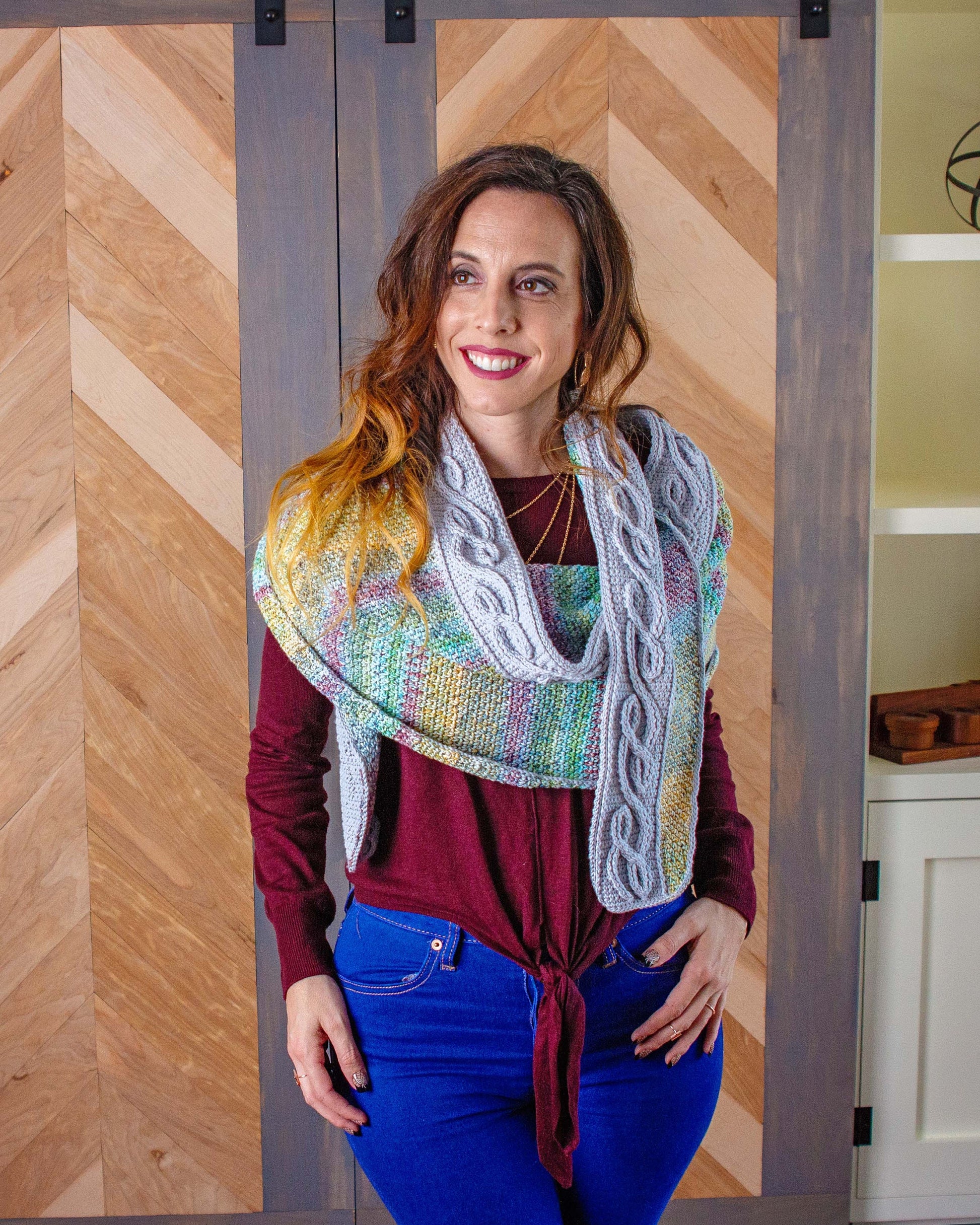 CROCHET PATTERN + VIDEO Traveling Vine Infinity Cable Crochet Shawl Instant Download Pattern, Diy Crochet Pattern, Women's Fashion & Gift