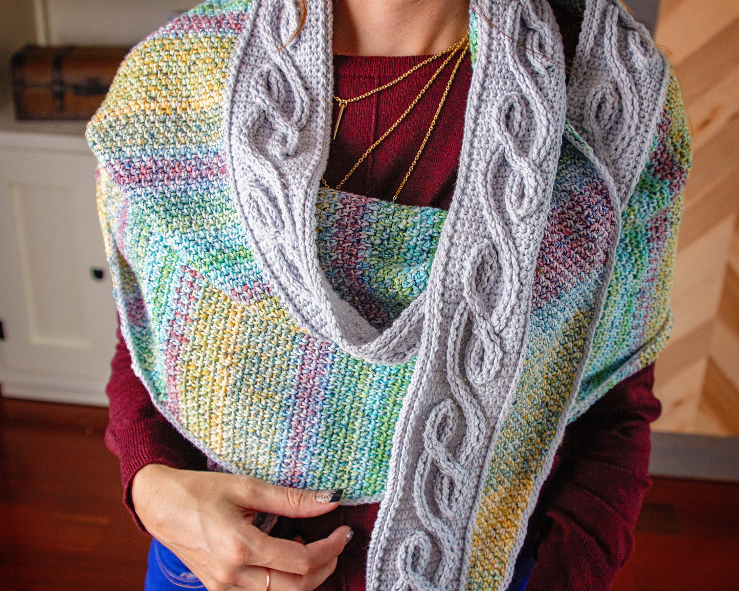 CROCHET PATTERN + VIDEO Traveling Vine Infinity Cable Crochet Shawl Instant Download Pattern, Diy Crochet Pattern, Women's Fashion & Gift