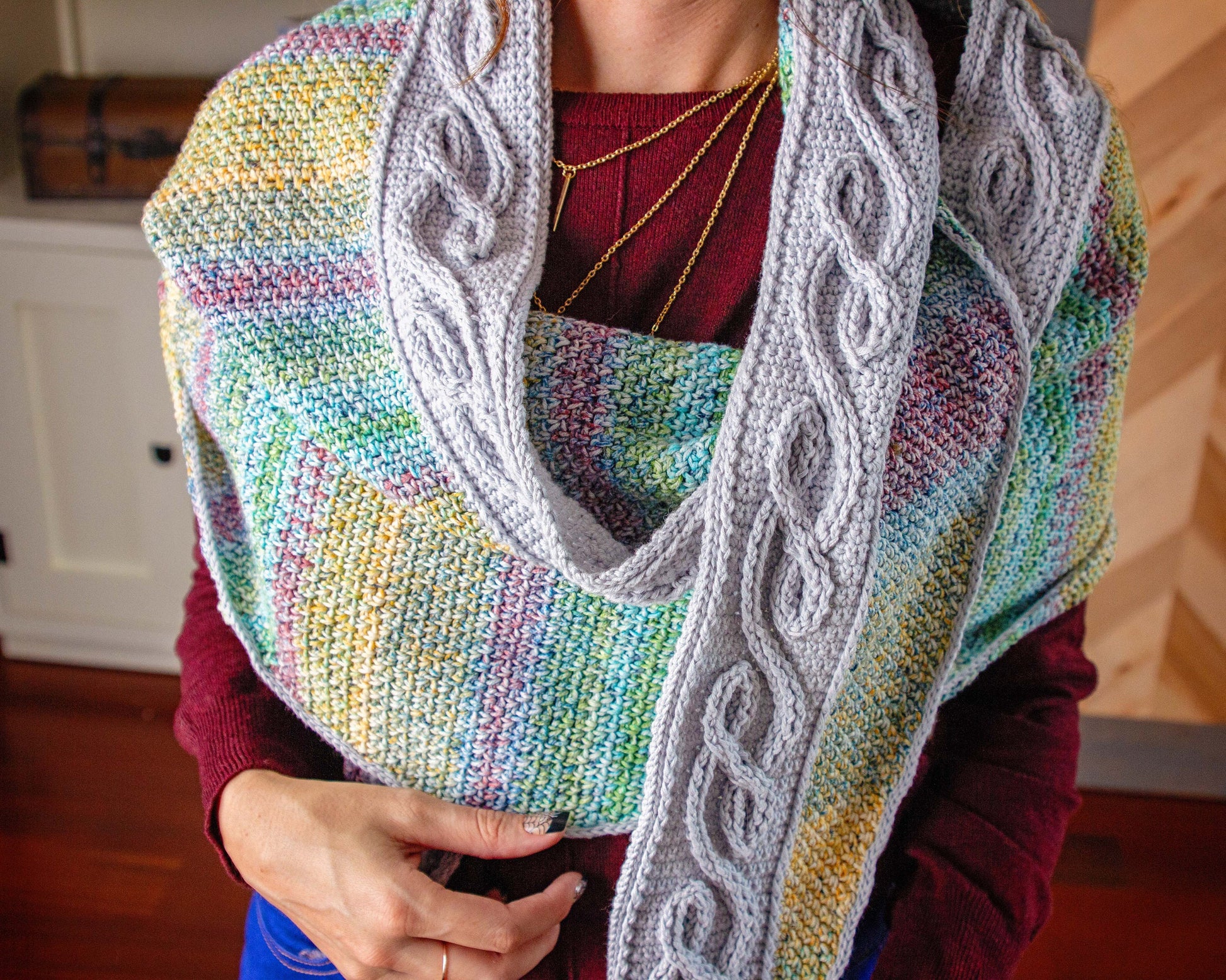 CROCHET PATTERN + VIDEO Traveling Vine Infinity Cable Crochet Shawl Instant Download Pattern, Diy Crochet Pattern, Women's Fashion & Gift