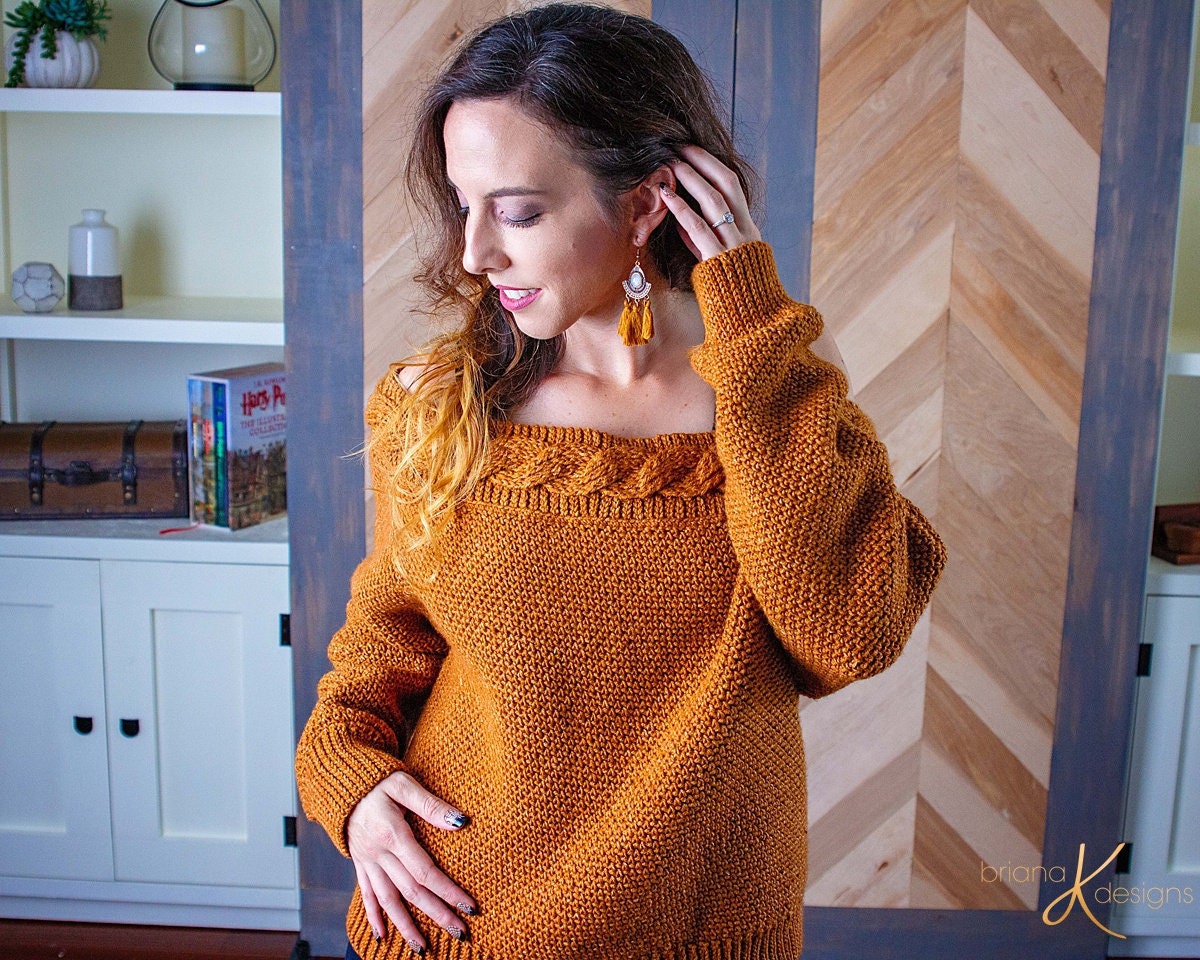 CROCHET PATTERN + VIDEO Valencia Infinity Cable Crochet Sweater Instant Download Size Small to 4x Crochet Pattern Fall & Winter Wear Fashion