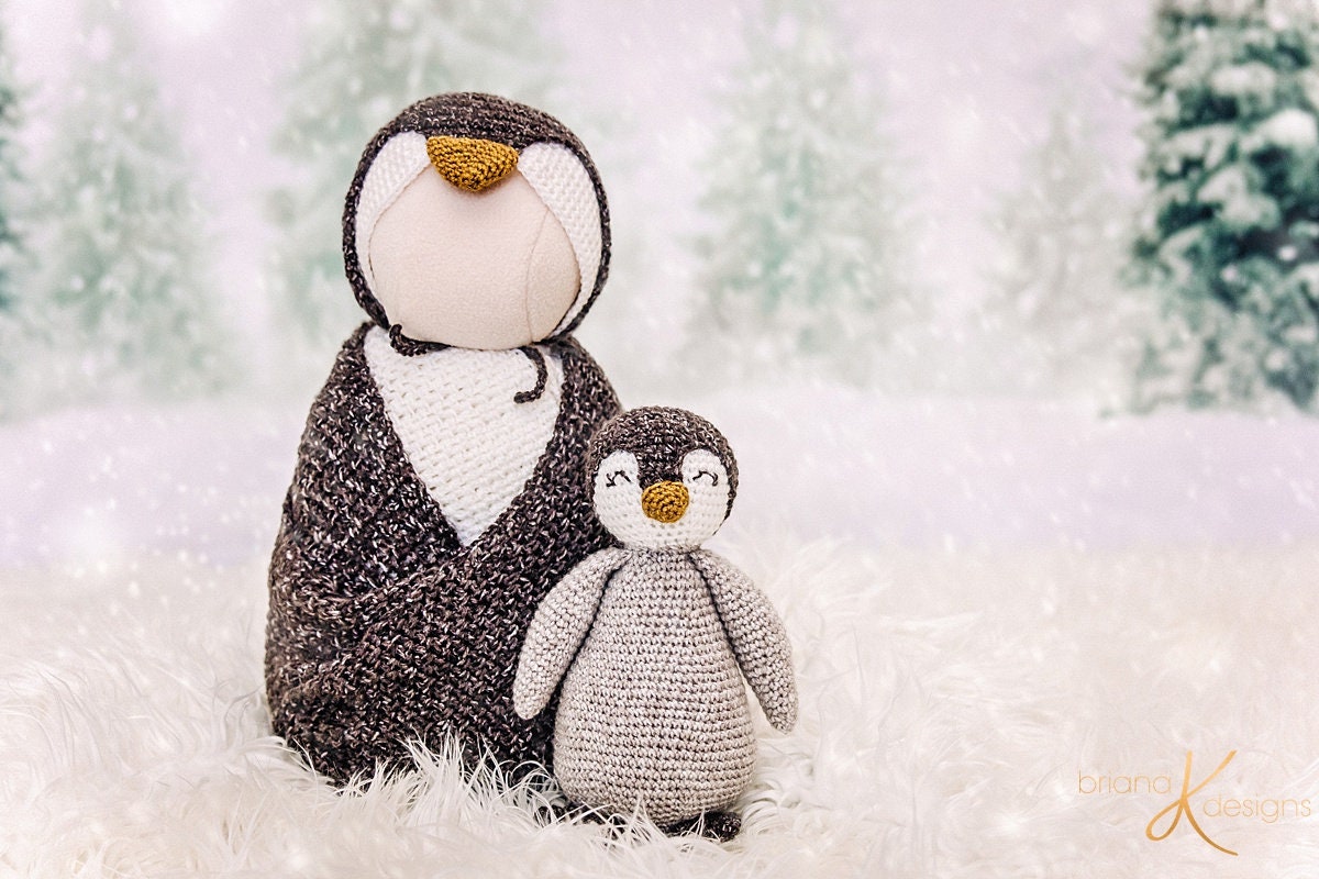 CROCHET PATTERN Penguin Crochet Buddy and Newborn Prop Instant Download, Includes instructions for stuffie buddy, bonnet, and wraps.