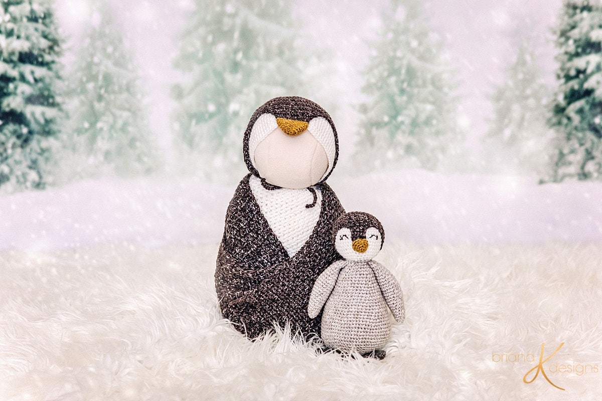 CROCHET PATTERN Penguin Crochet Buddy and Newborn Prop Instant Download, Includes instructions for stuffie buddy, bonnet, and wraps.