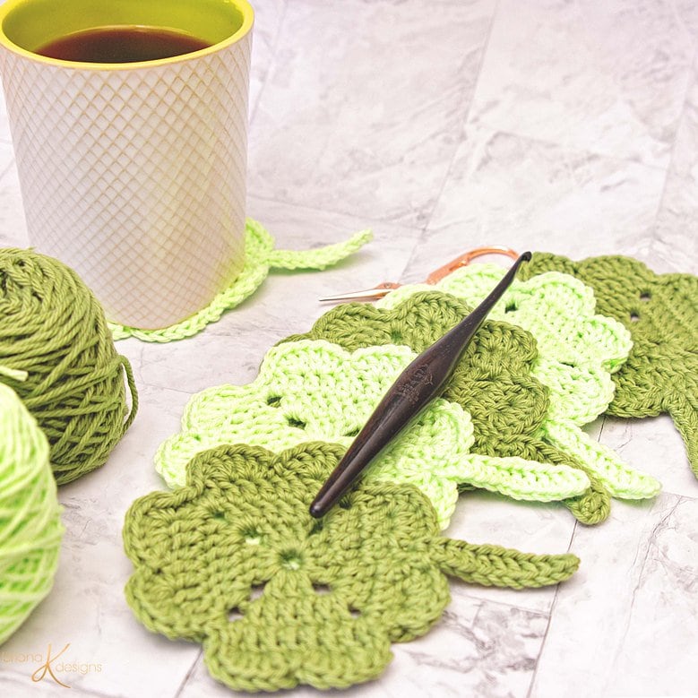 CROCHET PATTERN + VIDEO St. Patrick's Shamrock Crochet Coaster Home Decor, Includes Chart, Holiday Decor Crochet Pattern