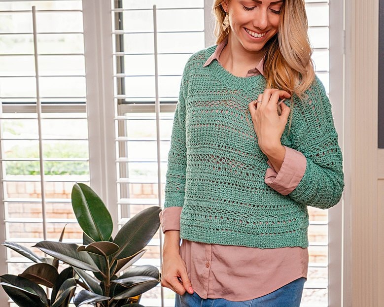 CROCHET PATTERN + VIDEO Sagebrush Lindy Chain Crochet Sweater Pattern, Size X-S to 5x Crochet Pattern, Spring & Summer Women's Wear Fashion