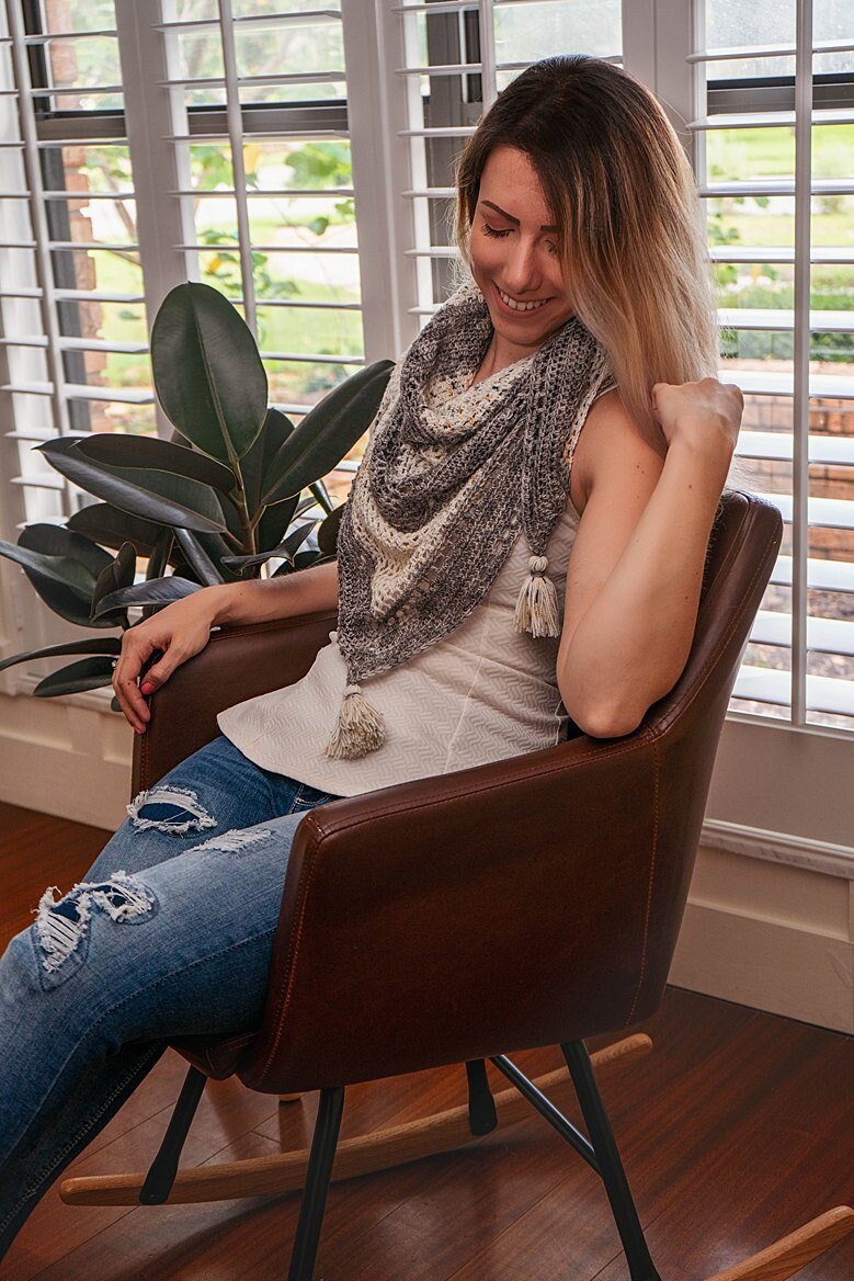 CROCHET PATTERN + VIDEO Hawthorne Tonal Crochet Shawl Instant Download Pattern, Diy Crochet Pattern, Women's Fashion and Gifts