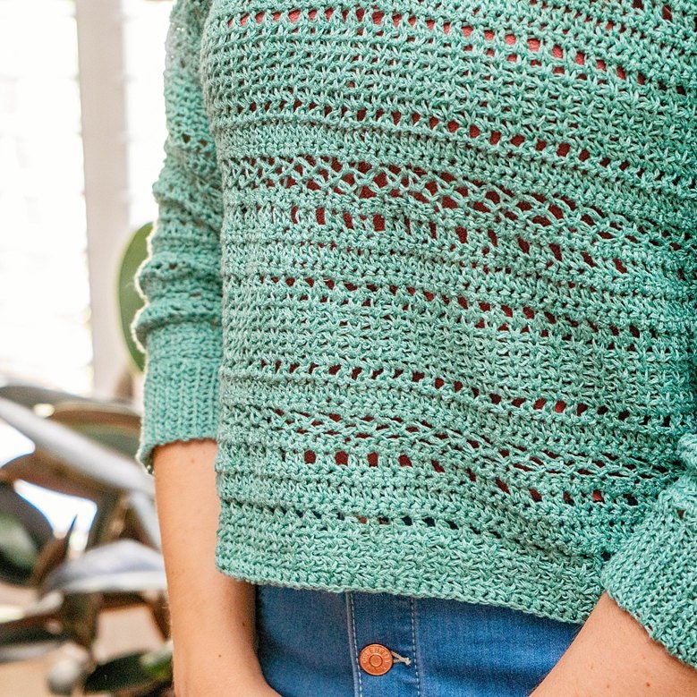 CROCHET PATTERN + VIDEO Sagebrush Lindy Chain Crochet Sweater Pattern, Size X-S to 5x Crochet Pattern, Spring & Summer Women's Wear Fashion