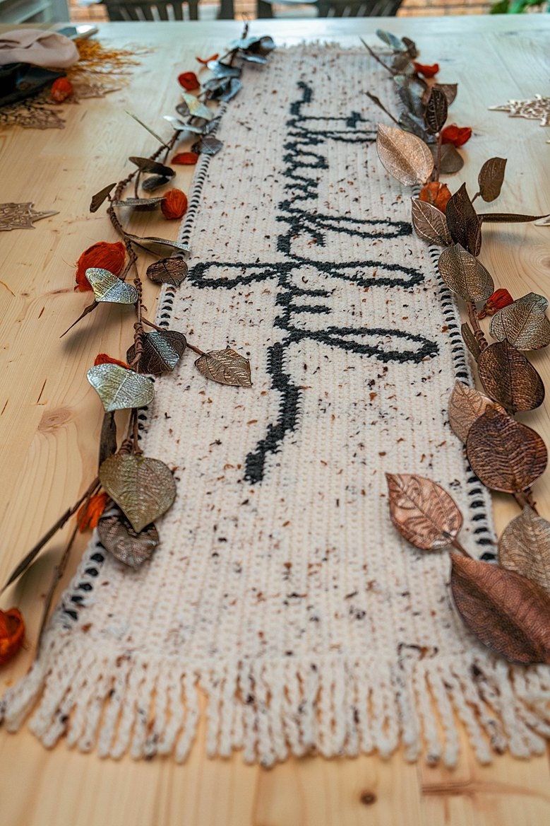 CROCHET PATTERN Thankful Crochet Table Runner Pattern Home Decor, Includes Chart, Holiday Fall Decor Crochet Pattern