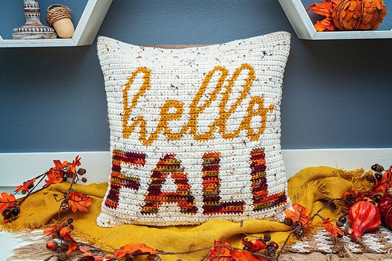 CROCHET PATTERN Hello Fall Crochet Pillow Cover Home Decor, Includes Chart, Holiday Fall Decor Crochet Pattern
