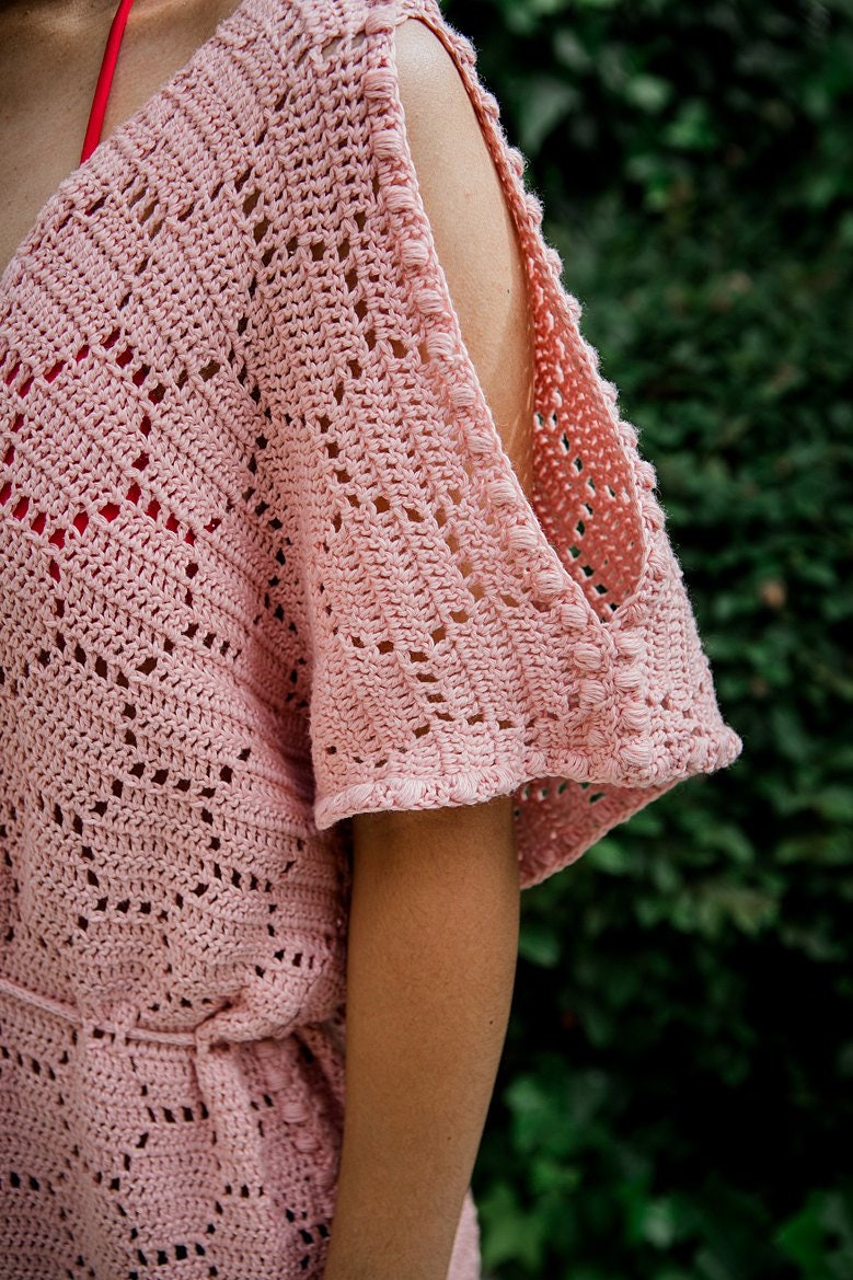 CROCHET PATTERN Hexagon Beach Summer Dress Cover-up Sun Kissed Pattern Crochet, Size Small to XL