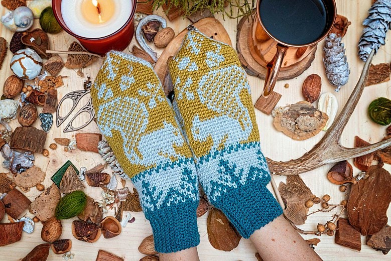 CROCHET PATTERN + VIDEO Squirrel Fair Isle Crochet Mitten Pattern, One Size Crochet Pattern, Winter Glove Mitten Accessories
