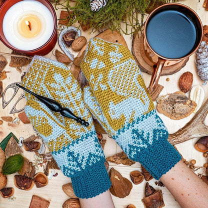 CROCHET PATTERN + VIDEO Squirrel Fair Isle Crochet Mitten Pattern, One Size Crochet Pattern, Winter Glove Mitten Accessories