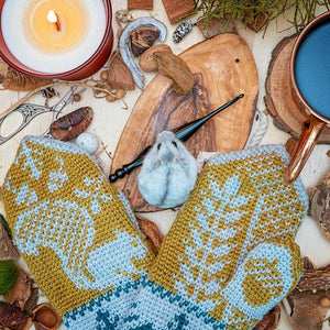 CROCHET PATTERN + VIDEO Squirrel Fair Isle Crochet Mitten Pattern, One Size Crochet Pattern, Winter Glove Mitten Accessories