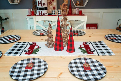 CROCHET PATTERN + VIDEO Red Christmas Truck Table Runner Crochet Pattern, Includes Chart, Holiday Christmas Decor Crochet Pattern