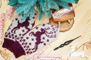 CROCHET PATTERN Deer Fair Isle Crochet Mitten Pattern, One Size Crochet Pattern, Winter Glove Mitten Accessories
